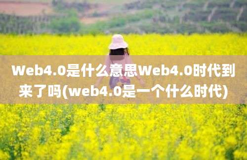 Web4.0是什么意思Web4.0时代到来了吗(web4.0是一个什么时代)