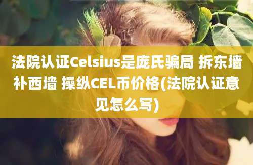 法院认证Celsius是庞氏骗局 拆东墙补西墙 操纵CEL币价格(法院认证意见怎么写)