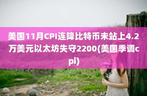 美国11月CPI连降比特币未站上4.2万美元以太坊失守2200(美国季调cpi)