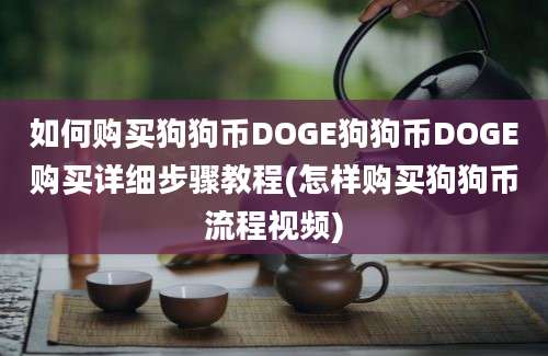 如何购买狗狗币DOGE狗狗币DOGE购买详细步骤教程(怎样购买狗狗币流程视频)