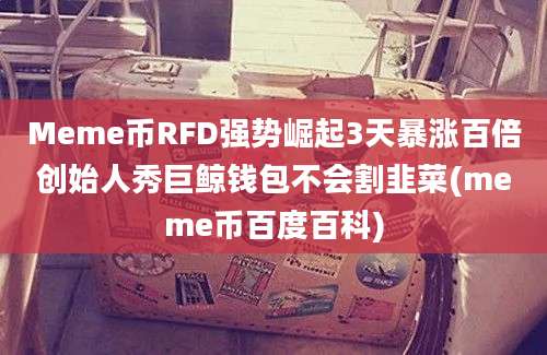 Meme币RFD强势崛起3天暴涨百倍创始人秀巨鲸钱包不会割韭菜(meme币百度百科)