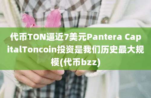 代币TON逼近7美元Pantera CapitalToncoin投资是我们历史最大规模(代币bzz)