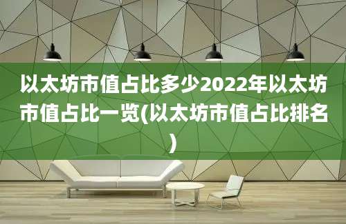 以太坊市值占比多少2022年以太坊市值占比一览(以太坊市值占比排名)