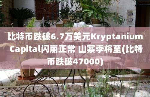 比特币跌破6.7万美元Kryptanium Capital闪崩正常 山寨季将至(比特币跌破47000)