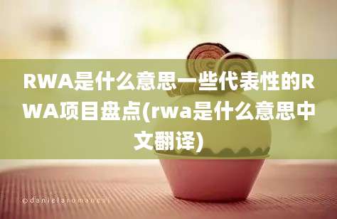 RWA是什么意思一些代表性的RWA项目盘点(rwa是什么意思中文翻译)