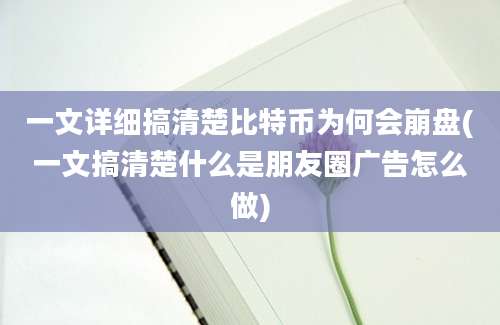 一文详细搞清楚比特币为何会崩盘(一文搞清楚什么是朋友圈广告怎么做)