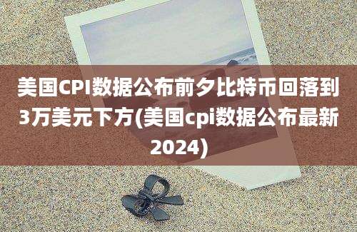 美国CPI数据公布前夕比特币回落到3万美元下方(美国cpi数据公布最新2024)