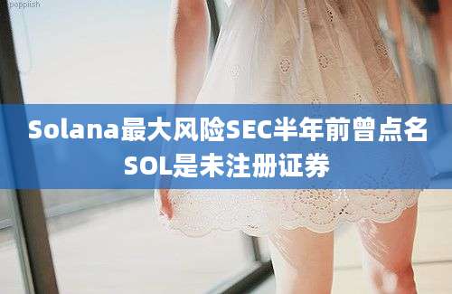 Solana最大风险SEC半年前曾点名SOL是未注册证券