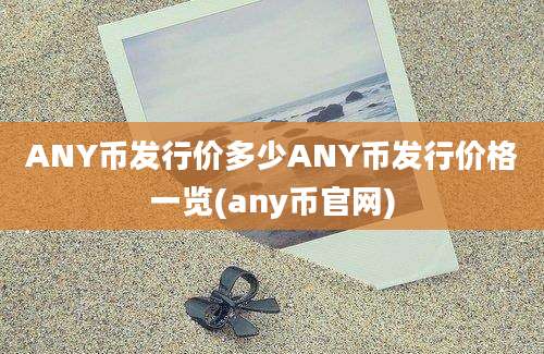 ANY币发行价多少ANY币发行价格一览(any币官网)