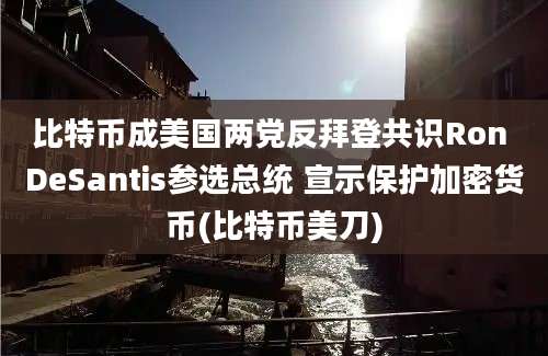 比特币成美国两党反拜登共识Ron DeSantis参选总统 宣示保护加密货币(比特币美刀)