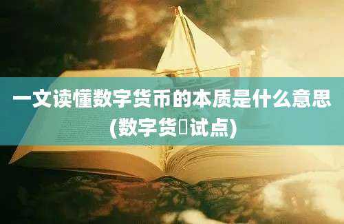 一文读懂数字货币的本质是什么意思(数字货帀试点)