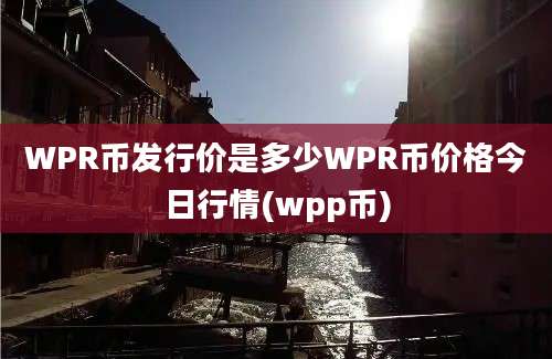 WPR币发行价是多少WPR币价格今日行情(wpp币)