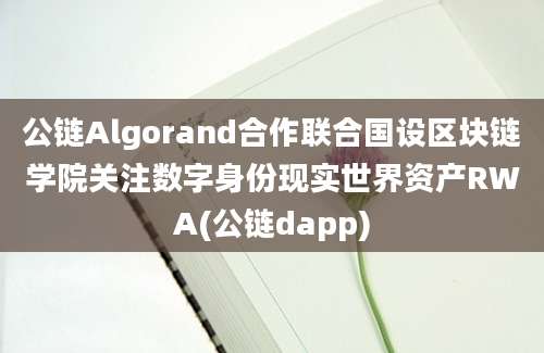 公链Algorand合作联合国设区块链学院关注数字身份现实世界资产RWA(公链dapp)