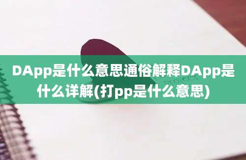 DApp是什么意思通俗解释DApp是什么详解(打pp是什么意思)