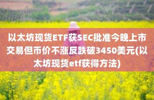 以太坊现货ETF获SEC批准今晚上市交易但币价不涨反跌破3450美元(以太坊现货etf获得方法)