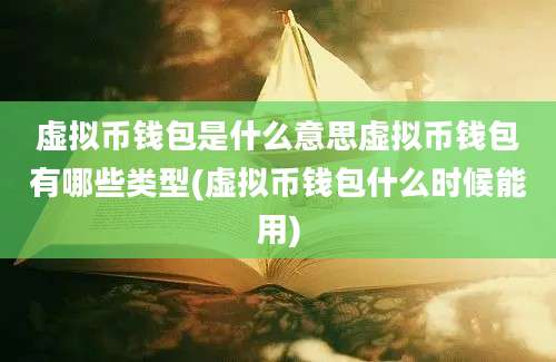 虚拟币钱包是什么意思虚拟币钱包有哪些类型(虚拟币钱包什么时候能用)