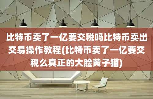 比特币卖了一亿要交税吗比特币卖出交易操作教程(比特币卖了一亿要交税么真正的大脸黄子猫)