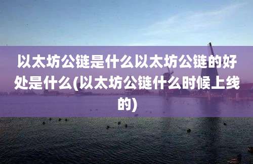 以太坊公链是什么以太坊公链的好处是什么(以太坊公链什么时候上线的)