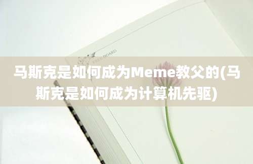 马斯克是如何成为Meme教父的(马斯克是如何成为计算机先驱)