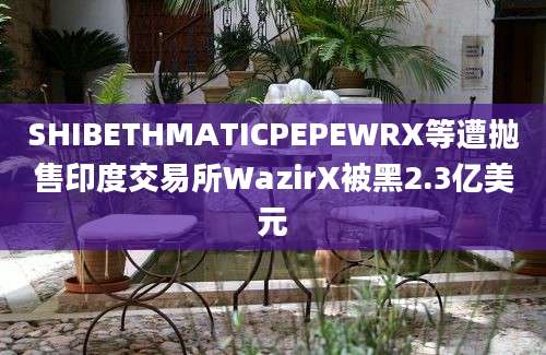 SHIBETHMATICPEPEWRX等遭抛售印度交易所WazirX被黑2.3亿美元