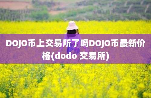 DOJO币上交易所了吗DOJO币最新价格(dodo 交易所)