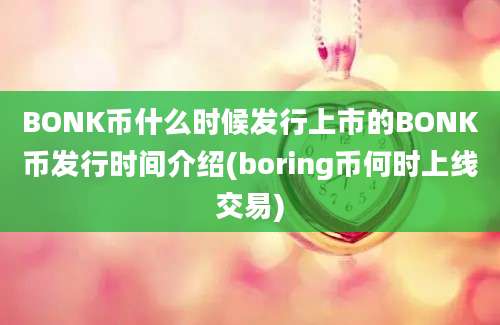 BONK币什么时候发行上市的BONK币发行时间介绍(boring币何时上线交易)