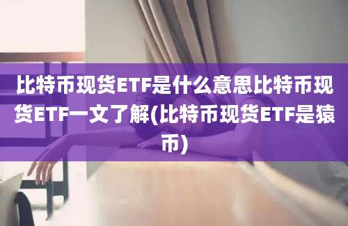 比特币现货ETF是什么意思比特币现货ETF一文了解(比特币现货ETF是猿币)