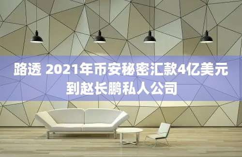 路透 2021年币安秘密汇款4亿美元到赵长鹏私人公司