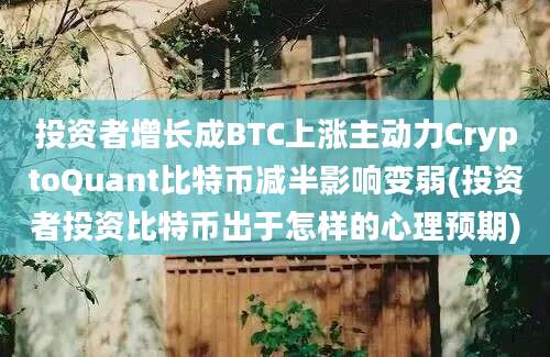 投资者增长成BTC上涨主动力CryptoQuant比特币减半影响变弱(投资者投资比特币出于怎样的心理预期)