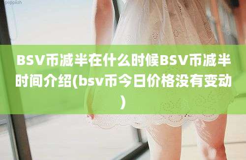 BSV币减半在什么时候BSV币减半时间介绍(bsv币今日价格没有变动)