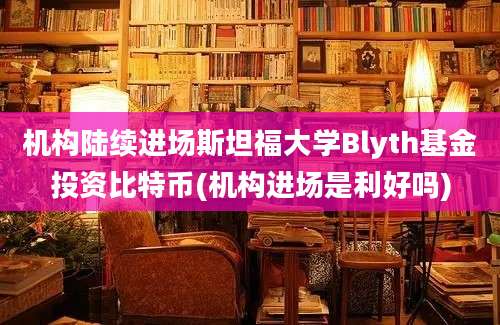 机构陆续进场斯坦福大学Blyth基金投资比特币(机构进场是利好吗)