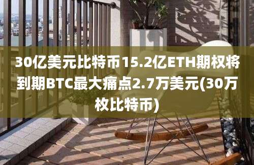 30亿美元比特币15.2亿ETH期权将到期BTC最大痛点2.7万美元(30万枚比特币)