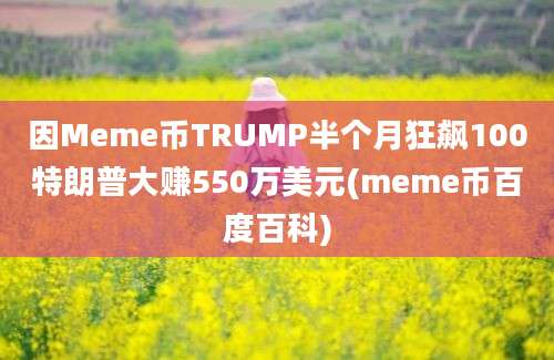 因Meme币TRUMP半个月狂飙100特朗普大赚550万美元(meme币百度百科)