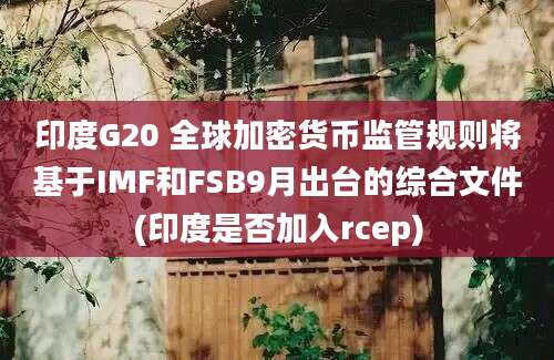 印度G20 全球加密货币监管规则将基于IMF和FSB9月出台的综合文件(印度是否加入rcep)