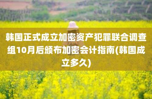 韩国正式成立加密资产犯罪联合调查组10月后颁布加密会计指南(韩国成立多久)