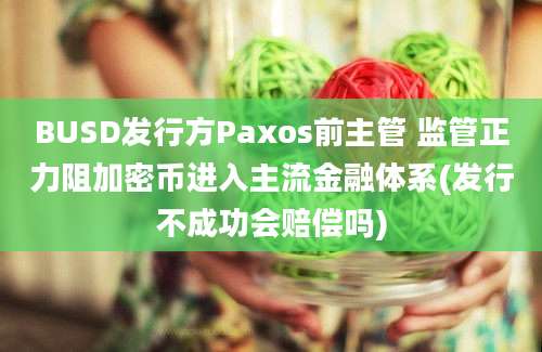 BUSD发行方Paxos前主管 监管正力阻加密币进入主流金融体系(发行不成功会赔偿吗)