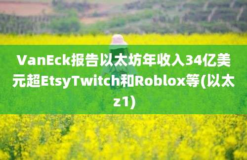 VanEck报告以太坊年收入34亿美元超EtsyTwitch和Roblox等(以太z1)