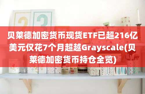 贝莱德加密货币现货ETF已超216亿美元仅花7个月超越Grayscale(贝莱德加密货币持仓全览)