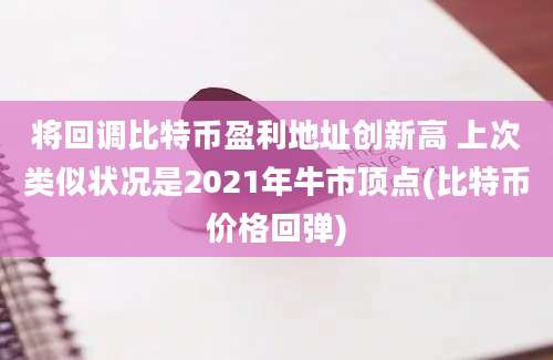 将回调比特币盈利地址创新高 上次类似状况是2021年牛市顶点(比特币价格回弹)