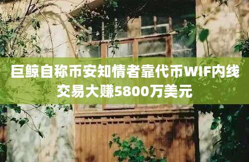 巨鲸自称币安知情者靠代币WIF内线交易大赚5800万美元