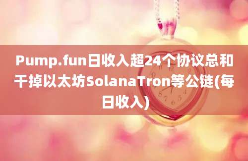 Pump.fun日收入超24个协议总和干掉以太坊SolanaTron等公链(每日收入)