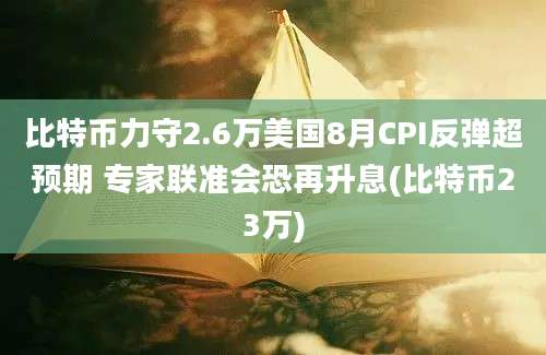 比特币力守2.6万美国8月CPI反弹超预期 专家联准会恐再升息(比特币23万)