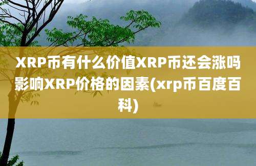 XRP币有什么价值XRP币还会涨吗影响XRP价格的因素(xrp币百度百科)