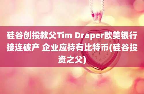 硅谷创投教父Tim Draper欧美银行接连破产 企业应持有比特币(硅谷投资之父)