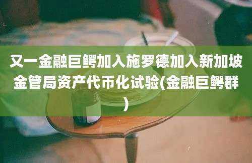 又一金融巨鳄加入施罗德加入新加坡金管局资产代币化试验(金融巨鳄群)