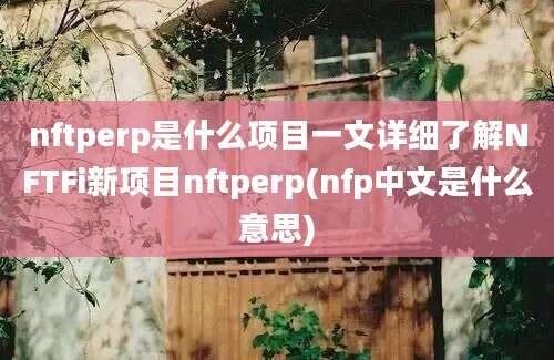 nftperp是什么项目一文详细了解NFTFi新项目nftperp(nfp中文是什么意思)