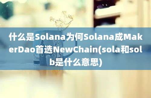 什么是Solana为何Solana成MakerDao首选NewChain(sola和solb是什么意思)