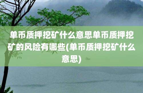 单币质押挖矿什么意思单币质押挖矿的风险有哪些(单币质押挖矿什么意思)