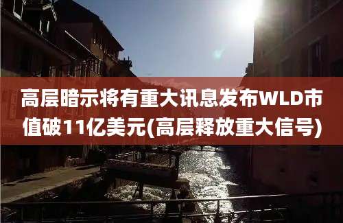 高层暗示将有重大讯息发布WLD市值破11亿美元(高层释放重大信号)