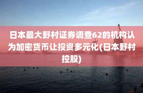 日本最大野村证券调查62的机构认为加密货币让投资多元化(日本野村控股)